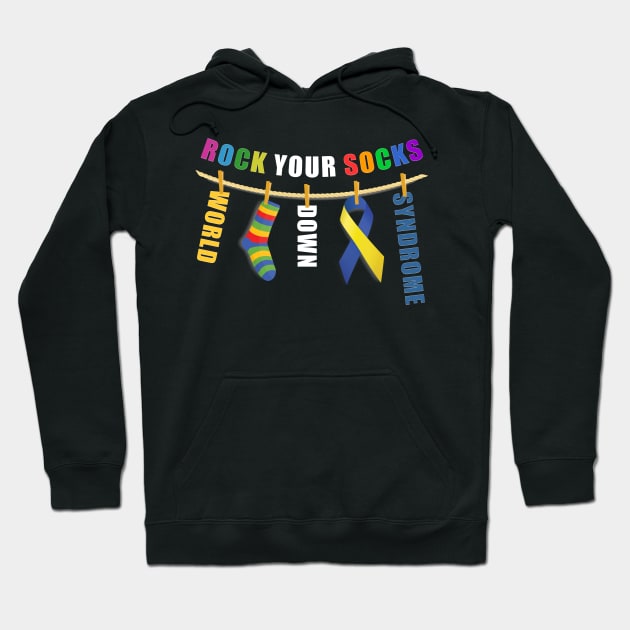 World Down Syndrome Rock Your Socks Awareness Men Women Kids Hoodie by DesignergiftsCie